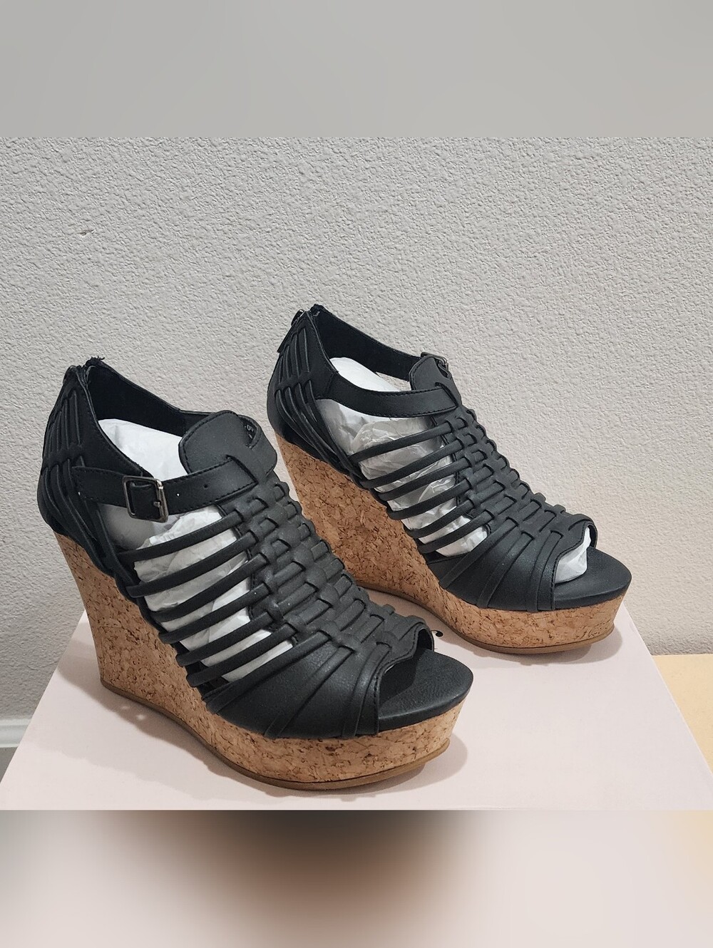 Not Rated Brown Wedge Sandals with Strappy Design